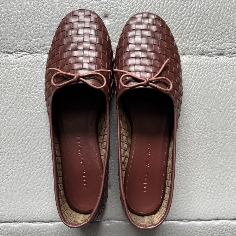 Freda Salvador Brown Woven Leather Flats